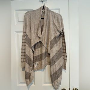 Cream and Beige Striped Wrap Cardigan from Loft Size Medium